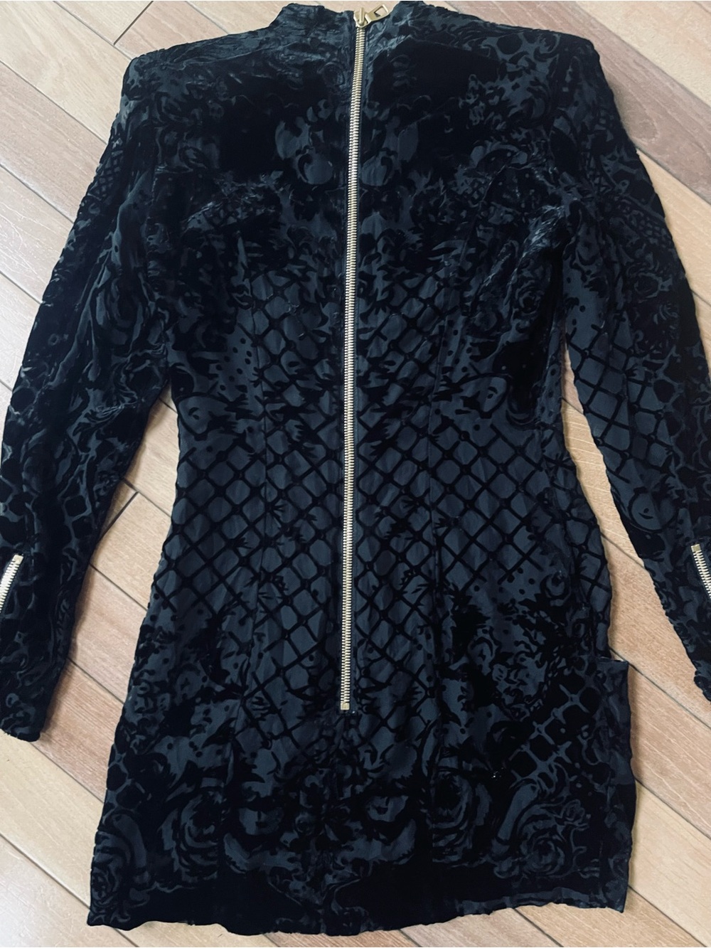 Balmain x H&M Black Velvet Burnout Silk Blend Mini Dress US 6 Designer - Picture 10 of 16